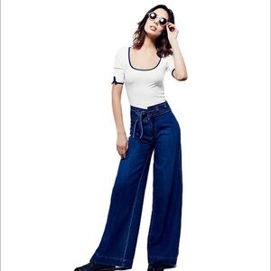 Free People Augusta Belted Flare Denim Size 27